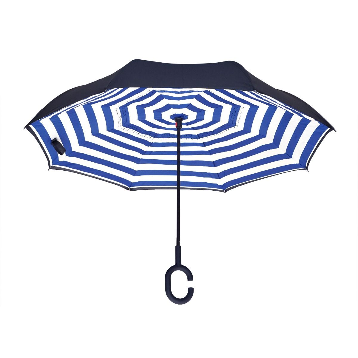 Topsy Turvy Designer Umbrellas - Drip Free Windproof - Navy Stripes - Senior.com Umbrellas